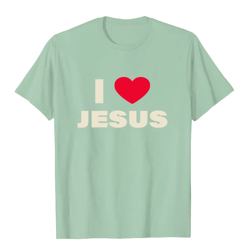 Christianartworkshop I Love Jesus Unisex T-shirt - Grass Green - 2XL - image 7
