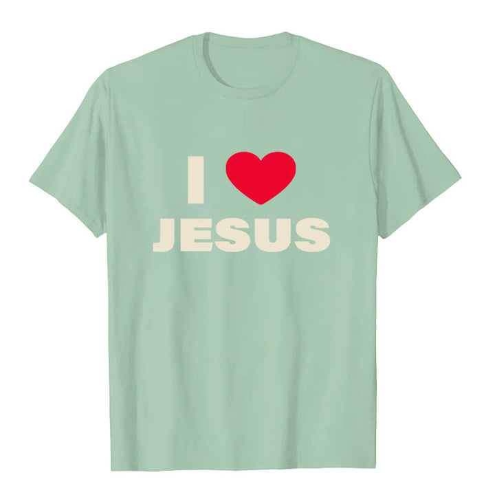 Christianartworkshop I Love Jesus Unisex T-shirt - Grass Green - 2XL - image 7
