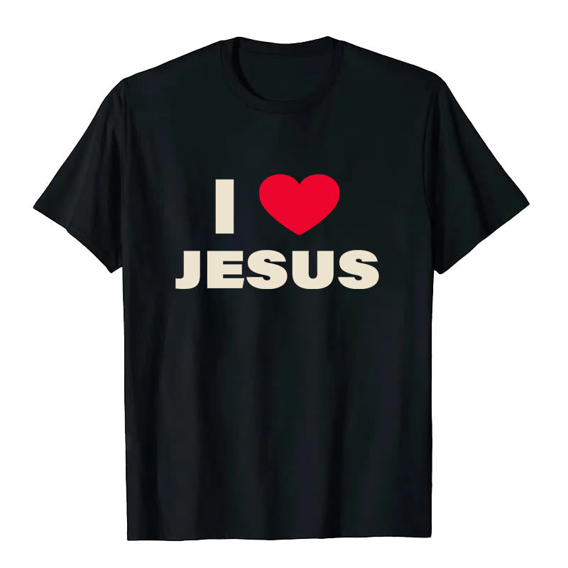 Christianartworkshop I Love Jesus Unisex T-shirt - Black - 2XL - image 0