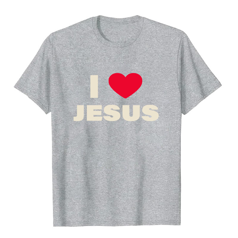 Christianartworkshop I Love Jesus Unisex T-shirt - Grey - 2XL - image 3