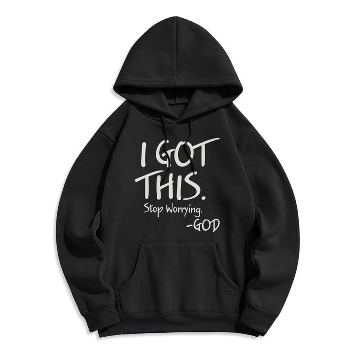 Christianartworkshop I GOT THIS - GOD Inspirational Faith Fleece Lined Polyester Hoodie - Black - 2XL - image 4