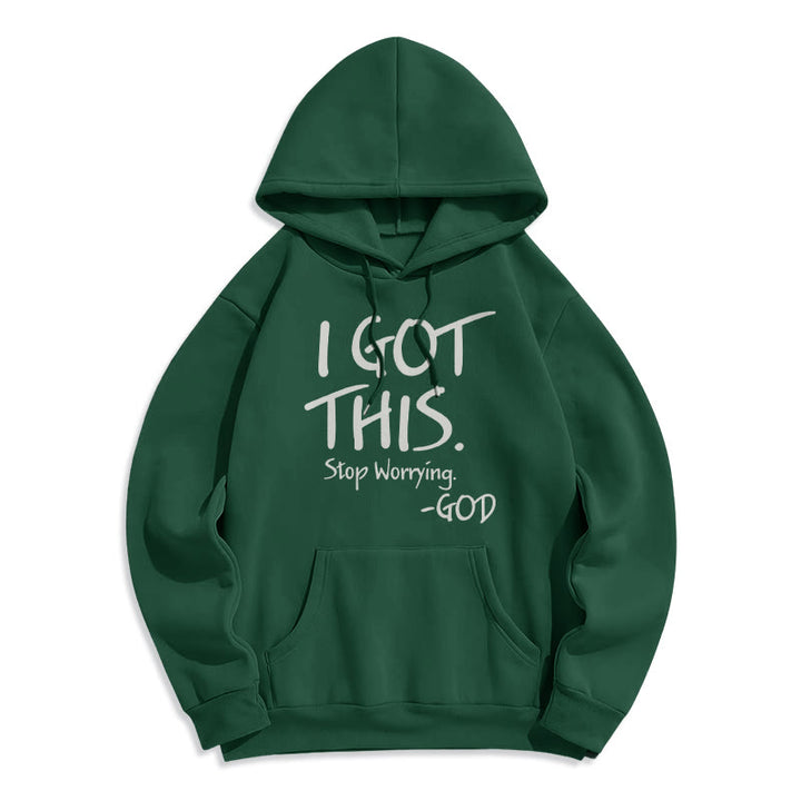 Christianartworkshop I GOT THIS - GOD Inspirational Faith Fleece Lined Polyester Hoodie - Green - 2XL - image 7