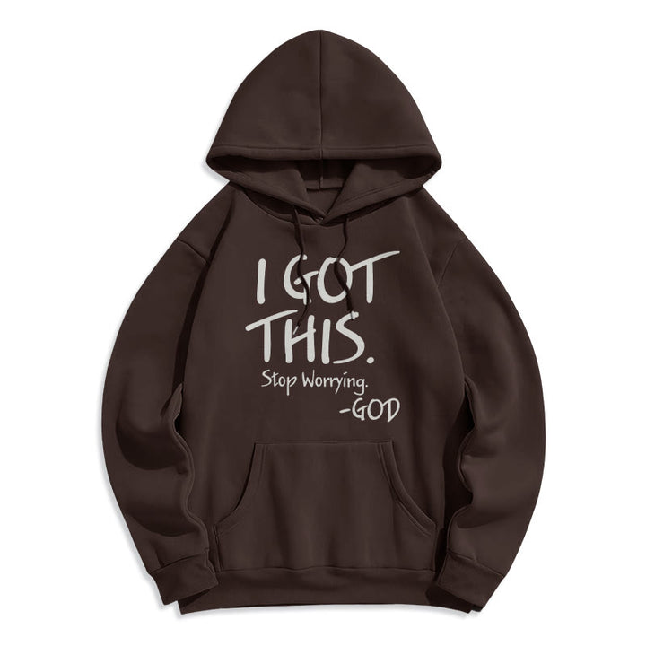 Christianartworkshop I GOT THIS - GOD Inspirational Faith Fleece Lined Polyester Hoodie - Brown - 2XL - image 3