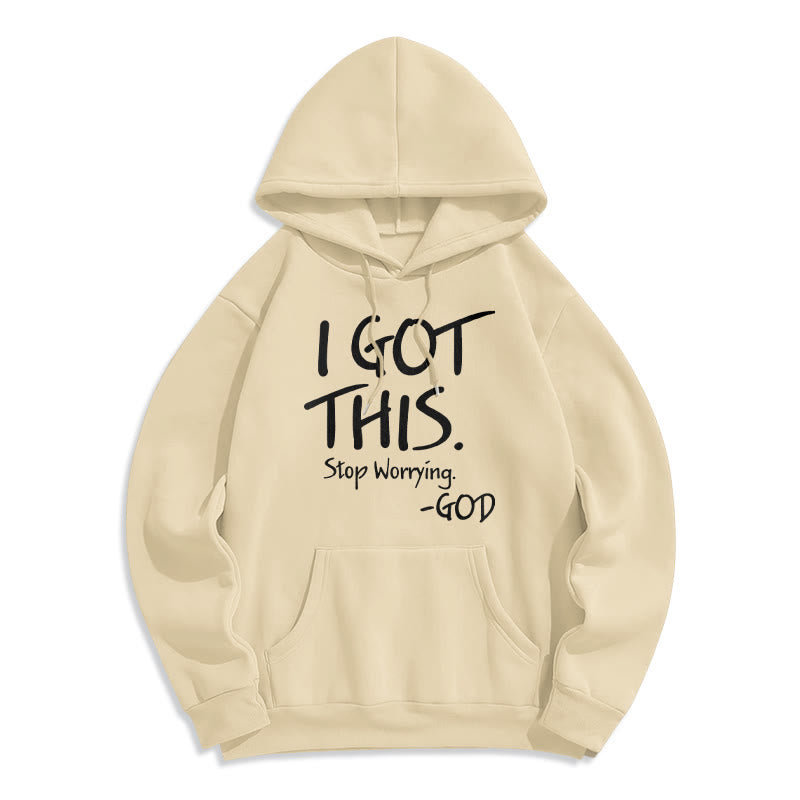 Christianartworkshop I GOT THIS - GOD Inspirational Faith Fleece Lined Polyester Hoodie - Beige - 2XL - image 5