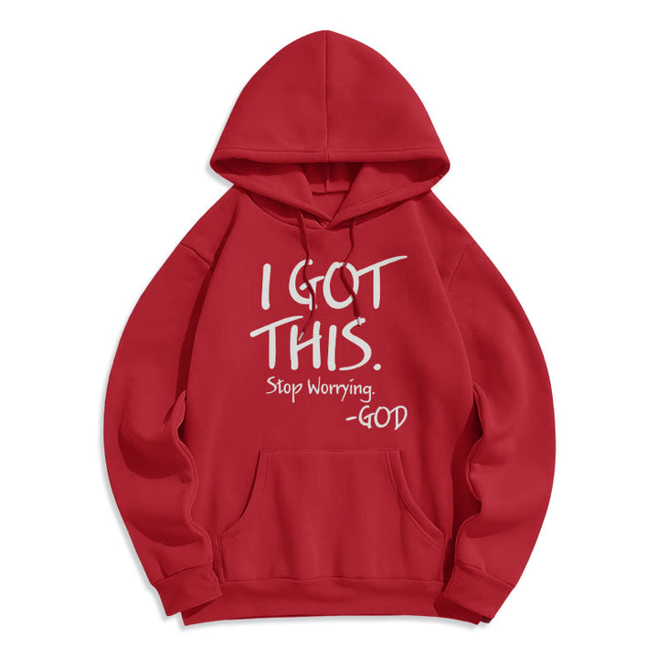 Christianartworkshop I GOT THIS - GOD Inspirational Faith Fleece Lined Polyester Hoodie - Red - 2XL - image 1