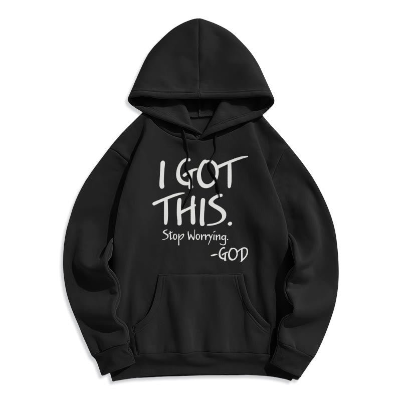 Christianartworkshop I GOT THIS - GOD Inspirational Faith Fleece Lined Polyester Hoodie - Black - 2XL - image 5