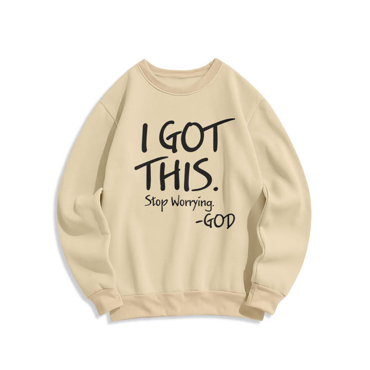 Christianartworkshop I GOT THIS - GOD Inspirational Faith Fleece Lined Polyester Sweatshirt - Beige - 2XL - image 0