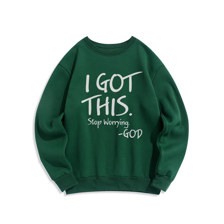 Christianartworkshop I GOT THIS - GOD Inspirational Faith Fleece Lined Polyester Sweatshirt - Green - 2XL - image 3