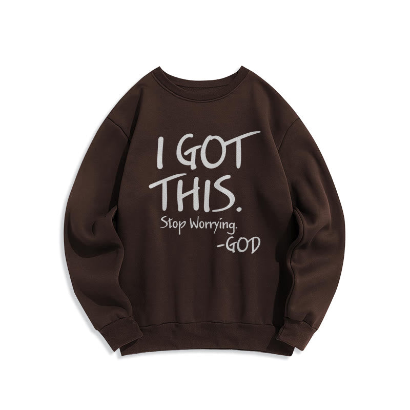 Christianartworkshop I GOT THIS - GOD Inspirational Faith Fleece Lined Polyester Sweatshirt - Brown - 2XL - image 2