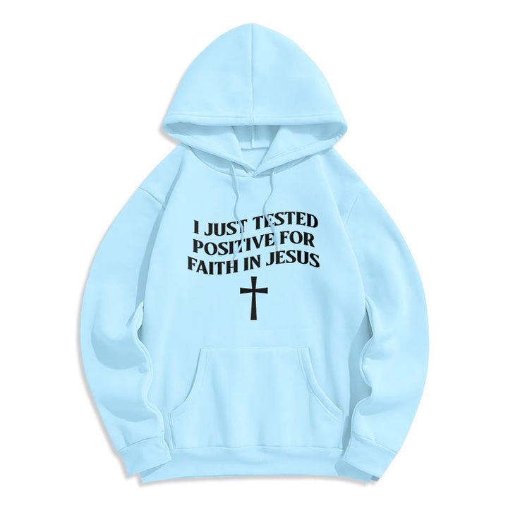 Christianartworkshop I Just Tested Positive For Faith In Jesus Cross Fleece Lined Polyester Hoodie - Blue - 2XL - image 7
