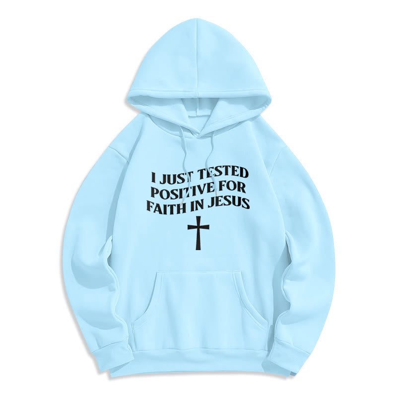 Christianartworkshop I Just Tested Positive For Faith In Jesus Cross Fleece Lined Polyester Hoodie - Blue - 2XL - image 8