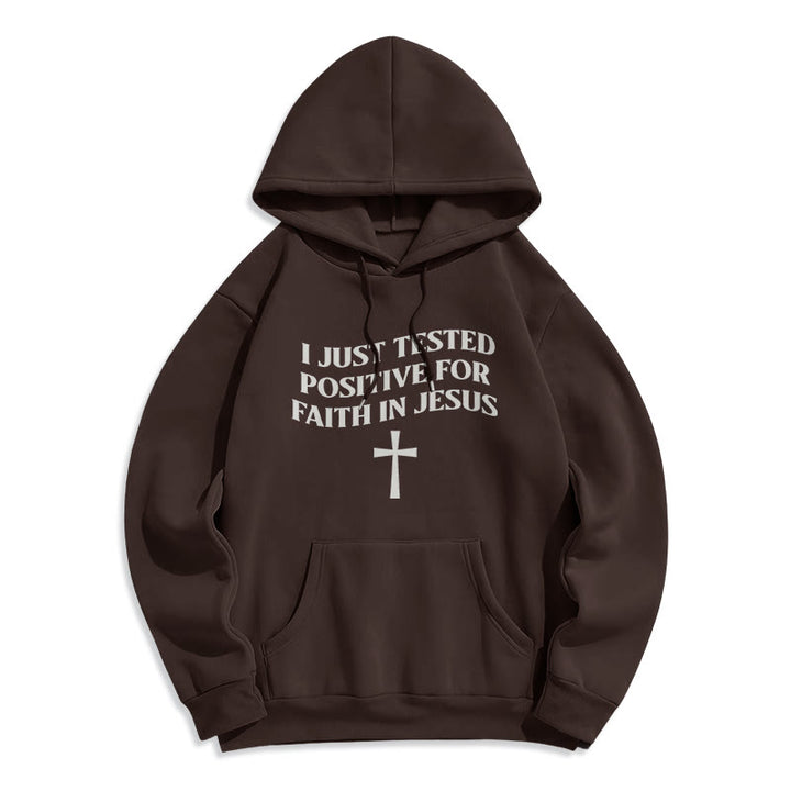 Christianartworkshop I Just Tested Positive For Faith In Jesus Cross Fleece Lined Polyester Hoodie - Brown - 2XL - image 4