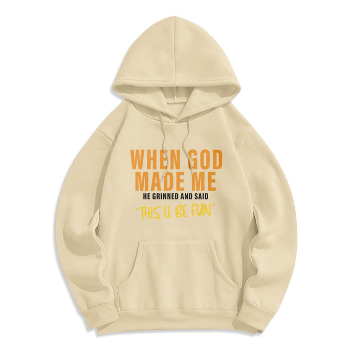 Christianartworkshop Fun - Filled God's Creation of Me Faith Story Fleece Lined Polyester Hoodie - Beige - 2XL - image 4