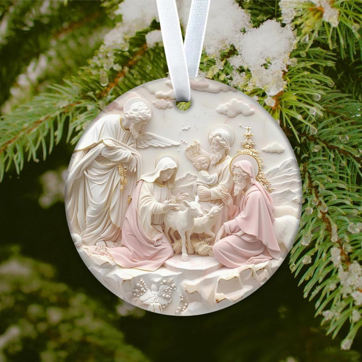 Christianartworkshop Sculptural Nativity Scene with Pastel Tones Hanging Ornaments - Acrylic - image 0