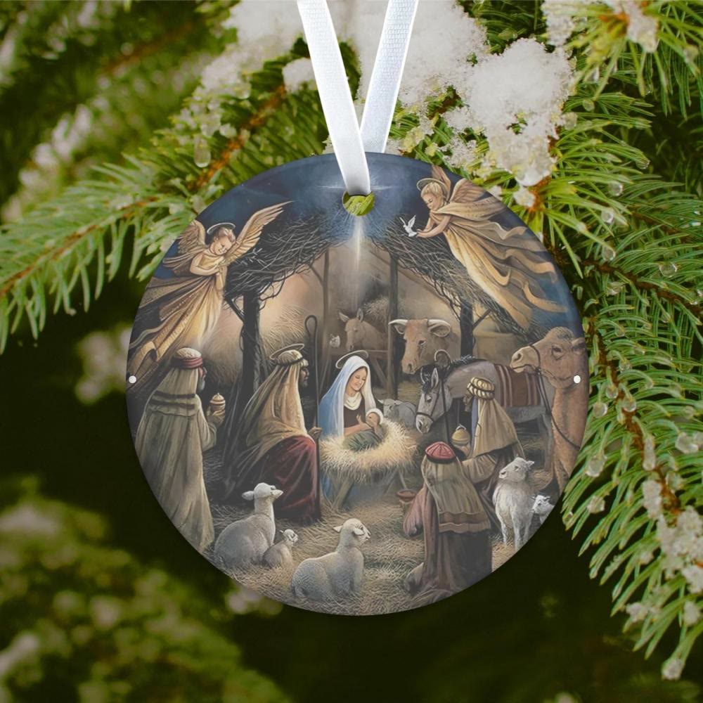 Christianartworkshop Night - Themed Nativity with Angels & Detailed Figures Hanging Ornaments - Ceramics - image 1