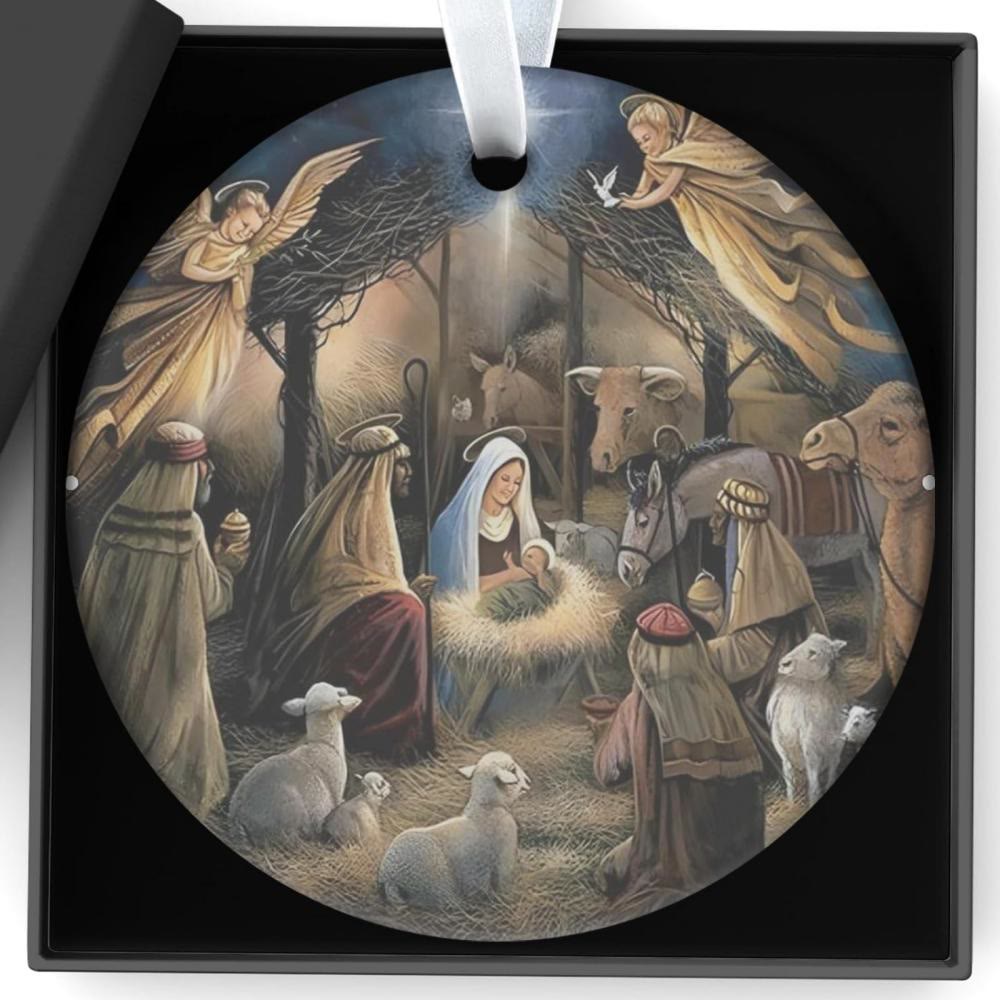Christianartworkshop Night - Themed Nativity with Angels & Detailed Figures Hanging Ornaments - image 3