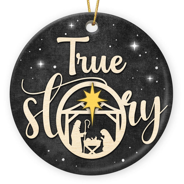 Christianartworkshop True Story Black & Golden Nativity Christmas Hanging Ornaments - image 2