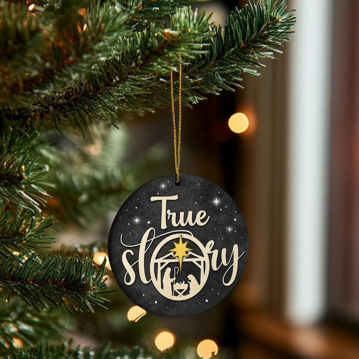 Christianartworkshop True Story Black & Golden Nativity Christmas Hanging Ornaments - image 4