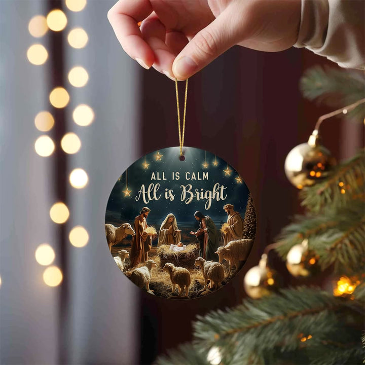 Christianartworkshop Cozy Nativity All is Calm All is Bright Hanging Ornaments - Acrylic - image 0