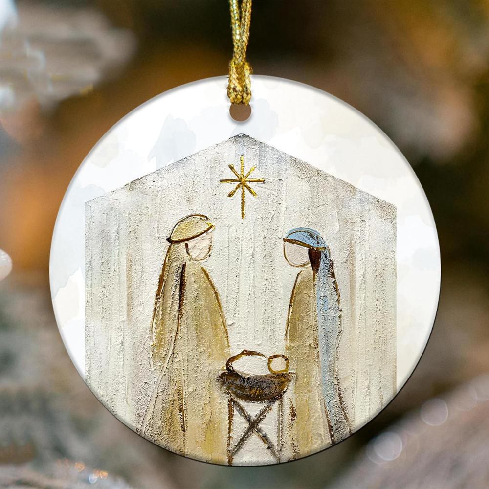 Christianartworkshop Subtle Tones Minimalist Nativity Christmas Hanging Ornaments - image 2