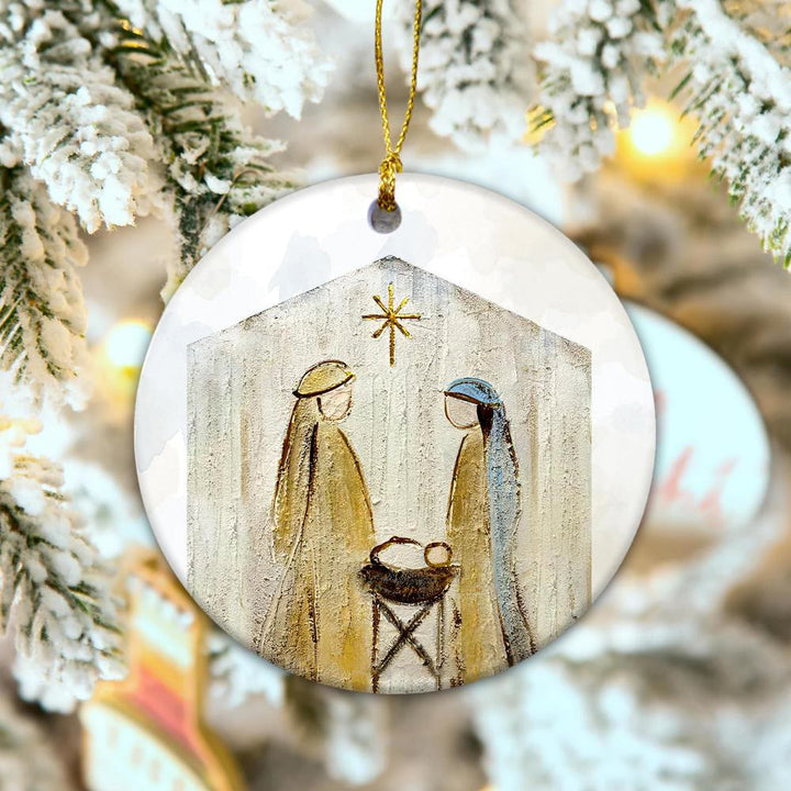 Christianartworkshop Subtle Tones Minimalist Nativity Christmas Hanging Ornaments - Acrylic - image 0