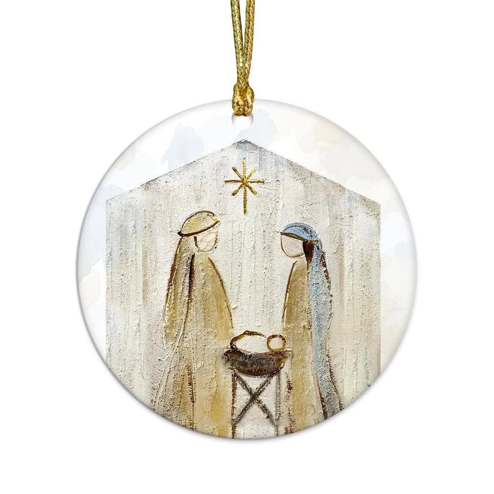 Christianartworkshop Subtle Tones Minimalist Nativity Christmas Hanging Ornaments - image 3