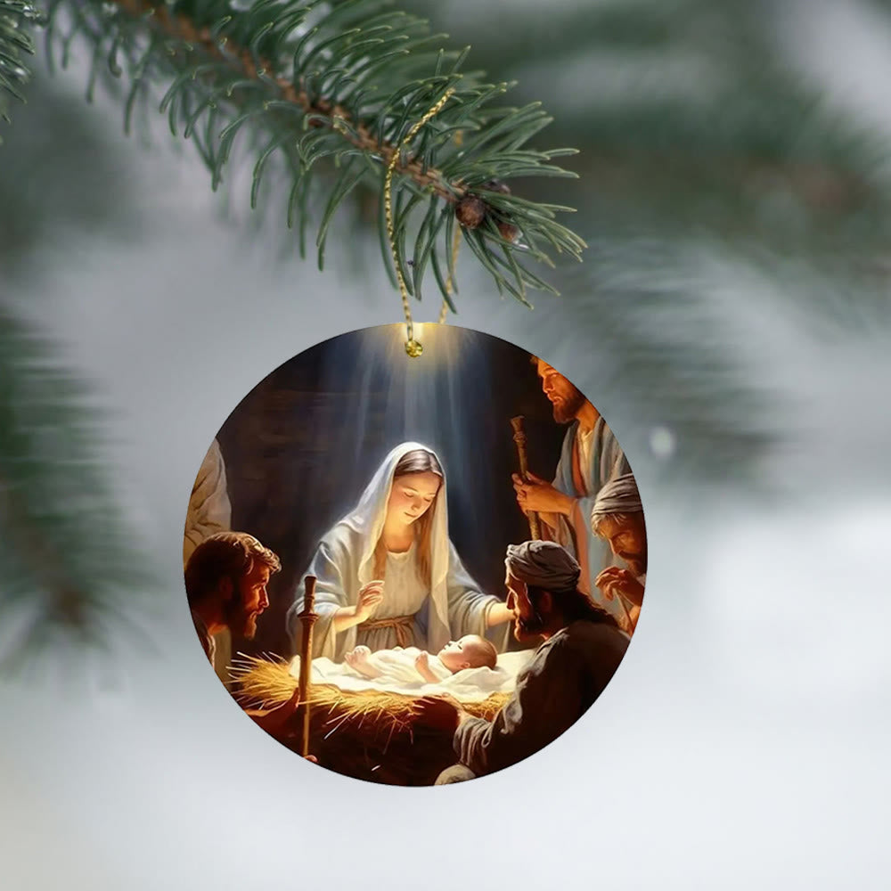 Christianartworkshop 3 Realistic Oil Painting Style Nativity Blessing Ornaments - image 9