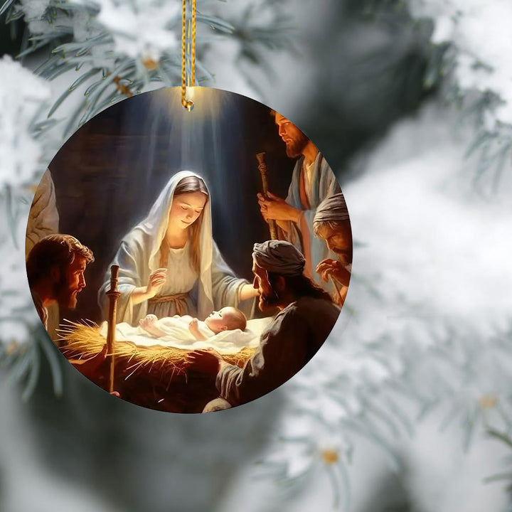 Christianartworkshop 3 Realistic Oil Painting Style Nativity Blessing Ornaments - image 8
