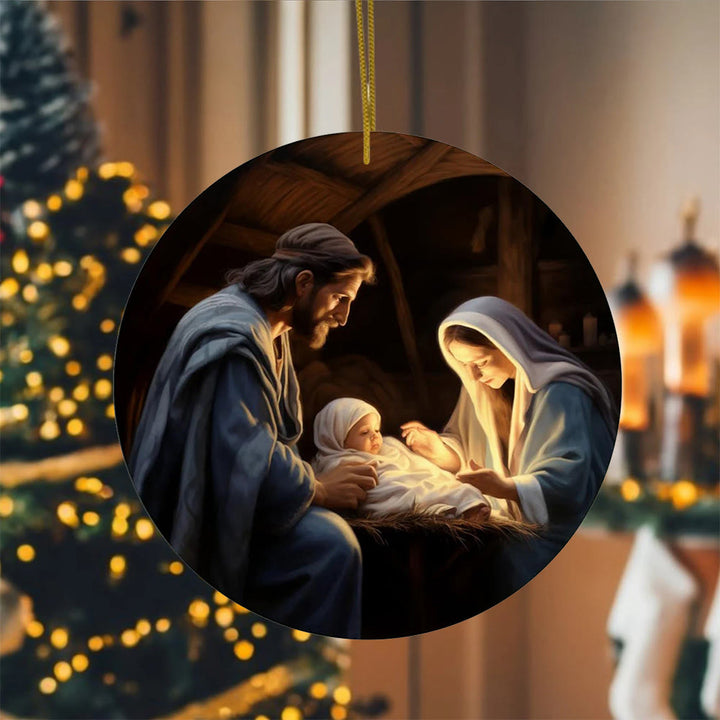Christianartworkshop 3 Realistic Oil Painting Style Nativity Blessing Ornaments - Style 3 - image 13