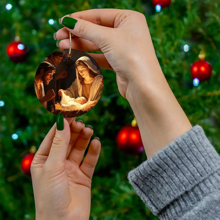 Christianartworkshop 3 Realistic Oil Painting Style Nativity Blessing Ornaments - image 3