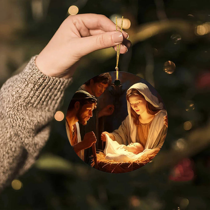 Christianartworkshop 3 Realistic Oil Painting Style Nativity Blessing Ornaments - image 4