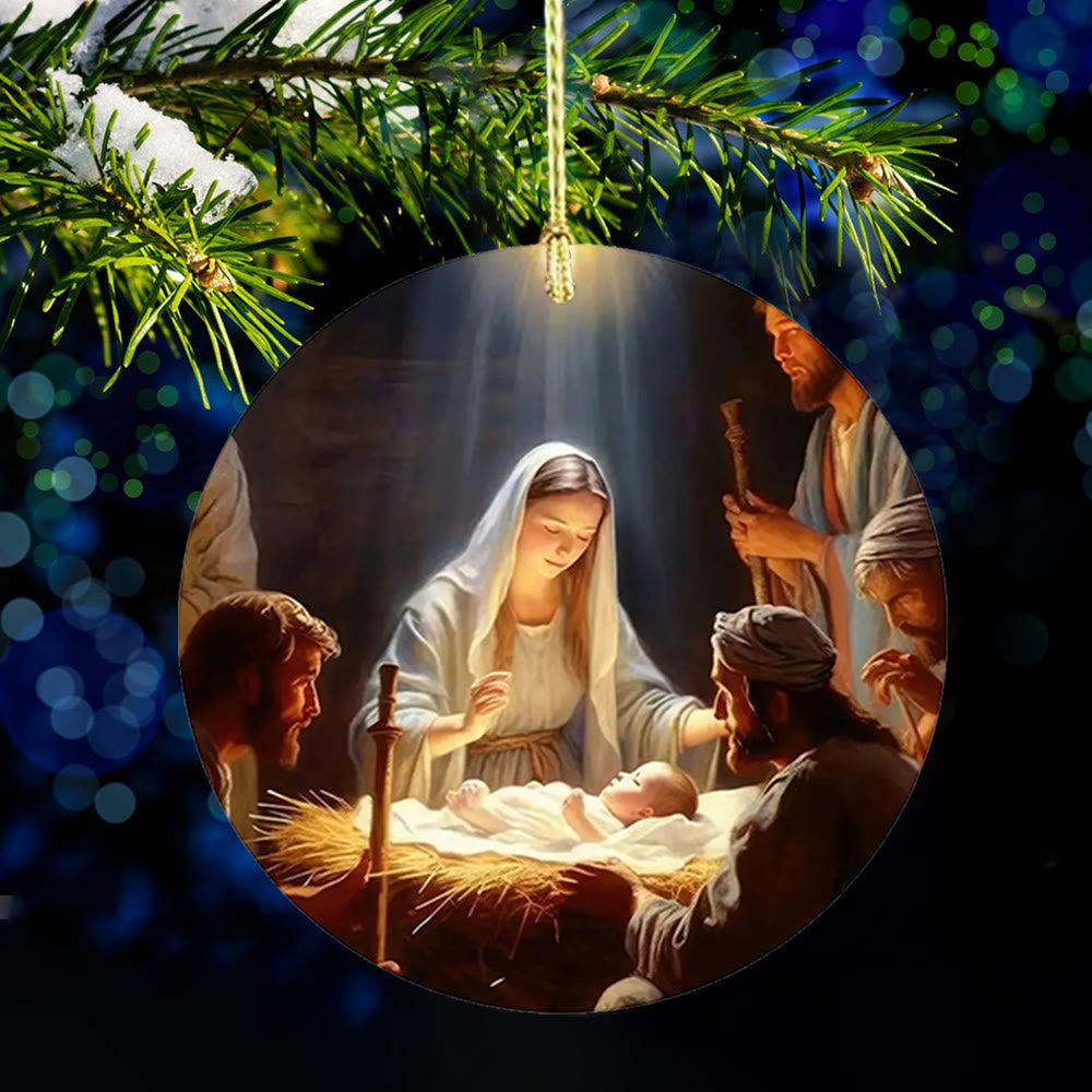 Christianartworkshop 3 Realistic Oil Painting Style Nativity Blessing Ornaments - Style 2 - Acrylic - image 7