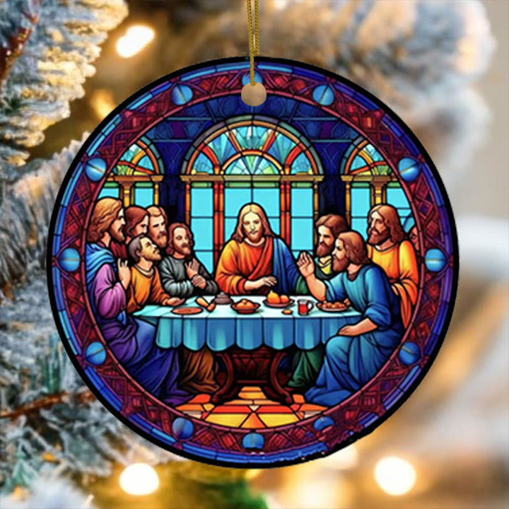 Christianartworkshop Stained Glass Style The Last Supper Hanging Ornaments - Style 1 - Ceramics - image 0
