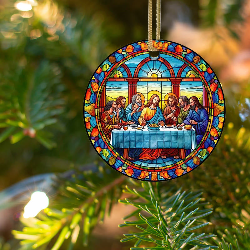 Christianartworkshop Stained Glass Style The Last Supper Hanging Ornaments - Style 2 - Ceramics - image 1