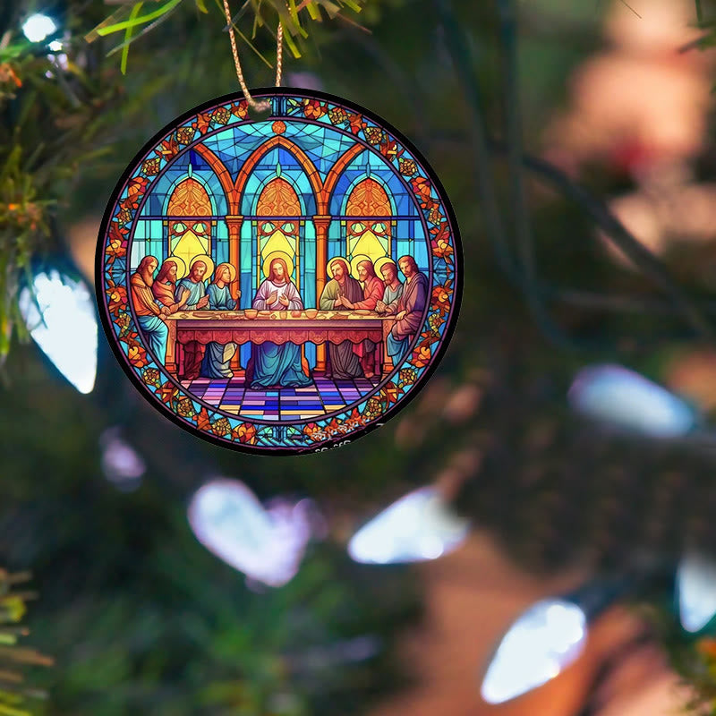 Christianartworkshop Stained Glass Style The Last Supper Hanging Ornaments - image 9