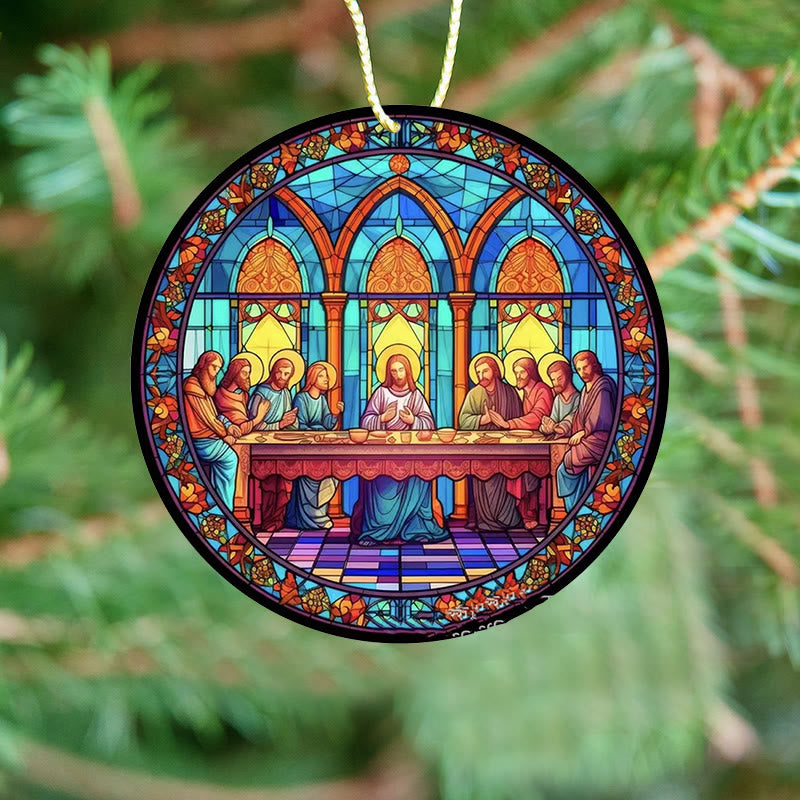 Christianartworkshop Stained Glass Style The Last Supper Hanging Ornaments - Style 3 - Ceramics - image 2