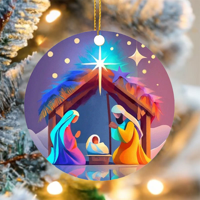 Christianartworkshop Abstract Cartoon Style Nativity Blessing Christmas Hanging Ornaments C - image 3