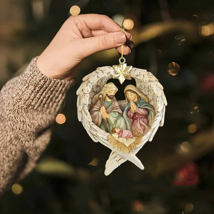 Christianartworkshop Classic Style Nativity Scene Angels Wings Star Christmas Nativity Hanging Ornaments - image 4