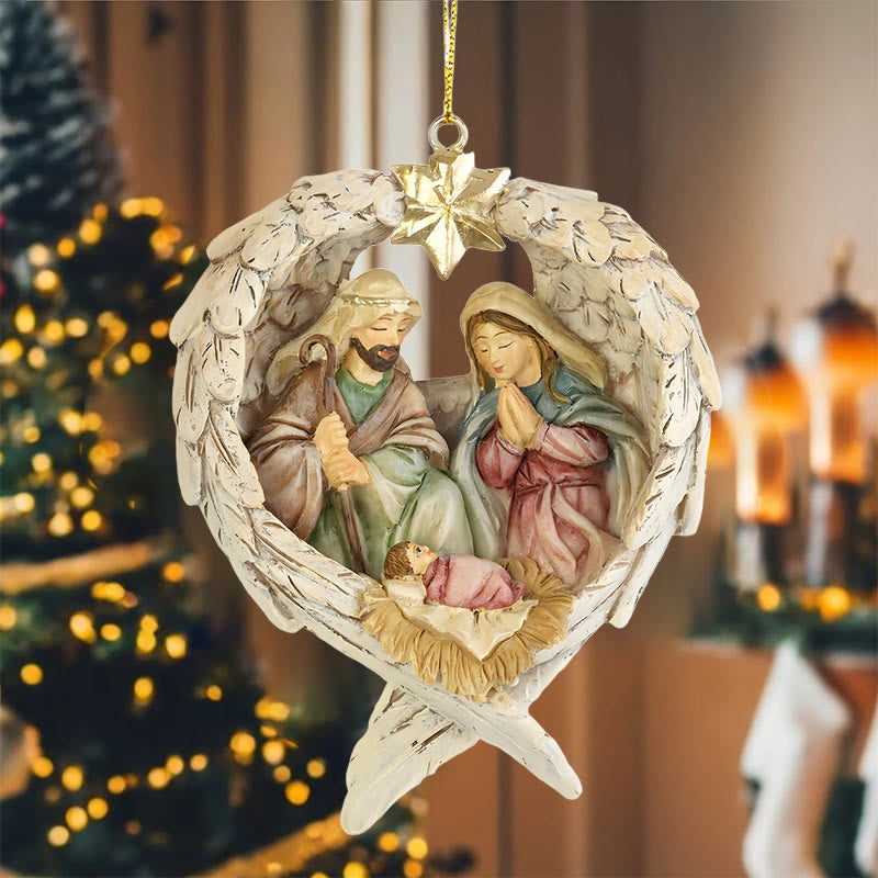 Christianartworkshop Classic Style Nativity Scene Angels Wings Star Christmas Nativity Hanging Ornaments - image 6