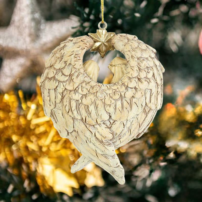 Christianartworkshop Classic Style Nativity Scene Angels Wings Star Christmas Nativity Hanging Ornaments - image 1