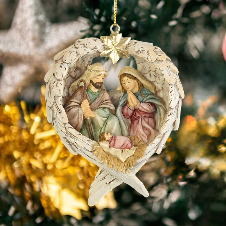 Christianartworkshop Classic Style Nativity Scene Angels Wings Star Christmas Nativity Hanging Ornaments - Nativity Scene - image 0