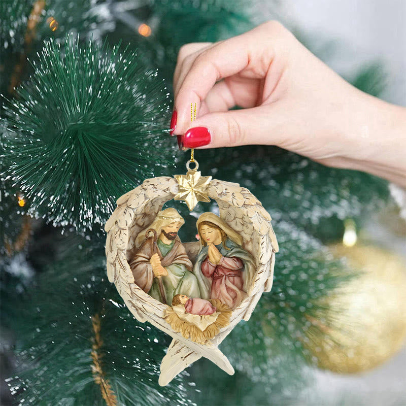 Christianartworkshop Classic Style Nativity Scene Angels Wings Star Christmas Nativity Hanging Ornaments - image 8