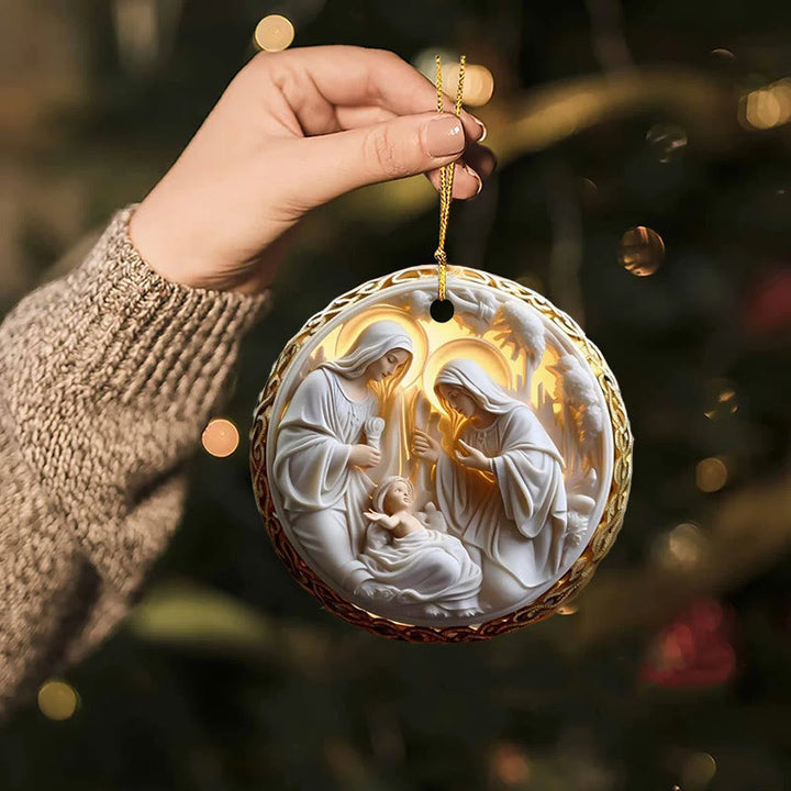 Christianartworkshop 4 Cubism Sculpture Styles Holy Family Nativity Hanging Ornaments - image 6