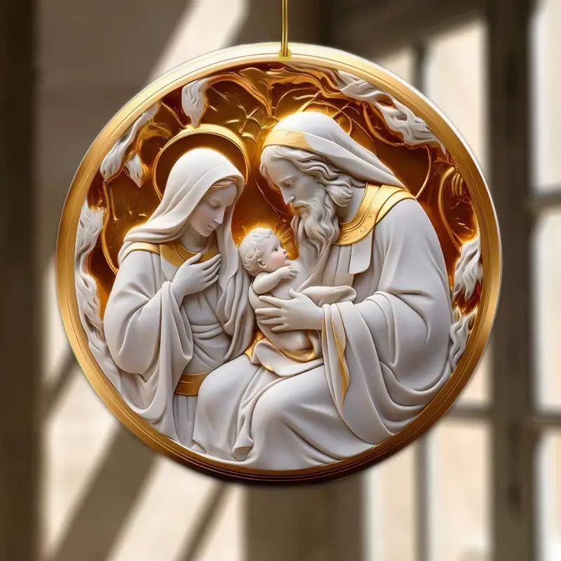 Christianartworkshop 4 Cubism Sculpture Styles Holy Family Nativity Hanging Ornaments - Style 2 - image 7