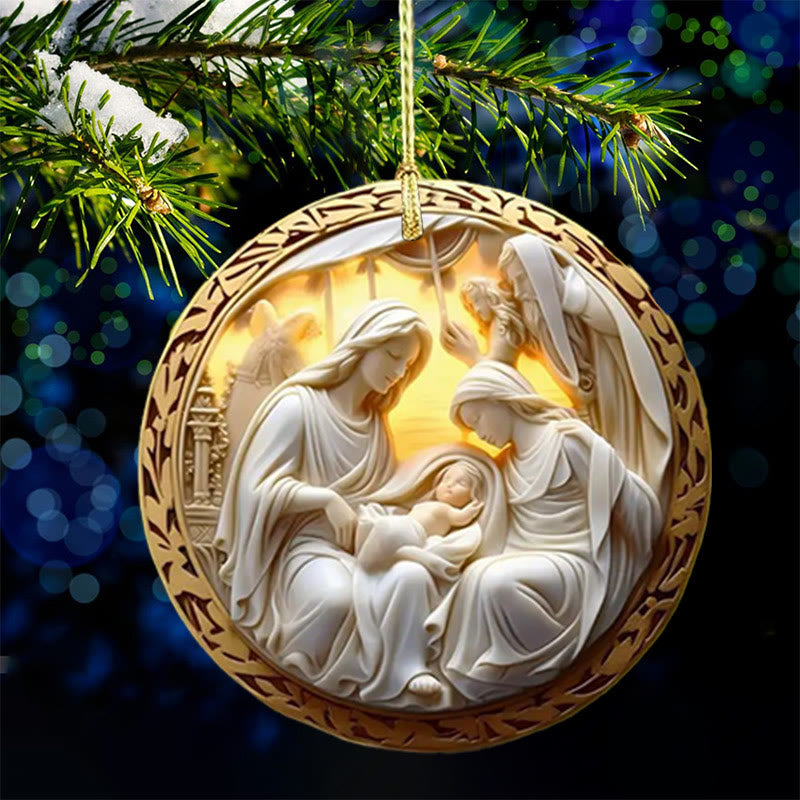 Christianartworkshop 4 Cubism Sculpture Styles Holy Family Nativity Hanging Ornaments - image 9