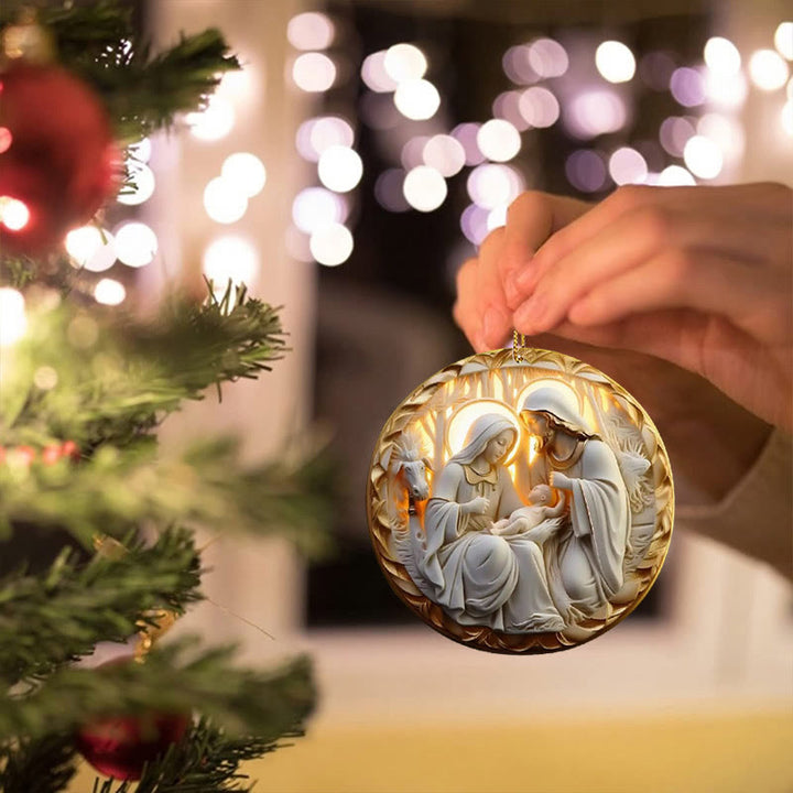 Christianartworkshop 4 Cubism Sculpture Styles Holy Family Nativity Hanging Ornaments - image 11