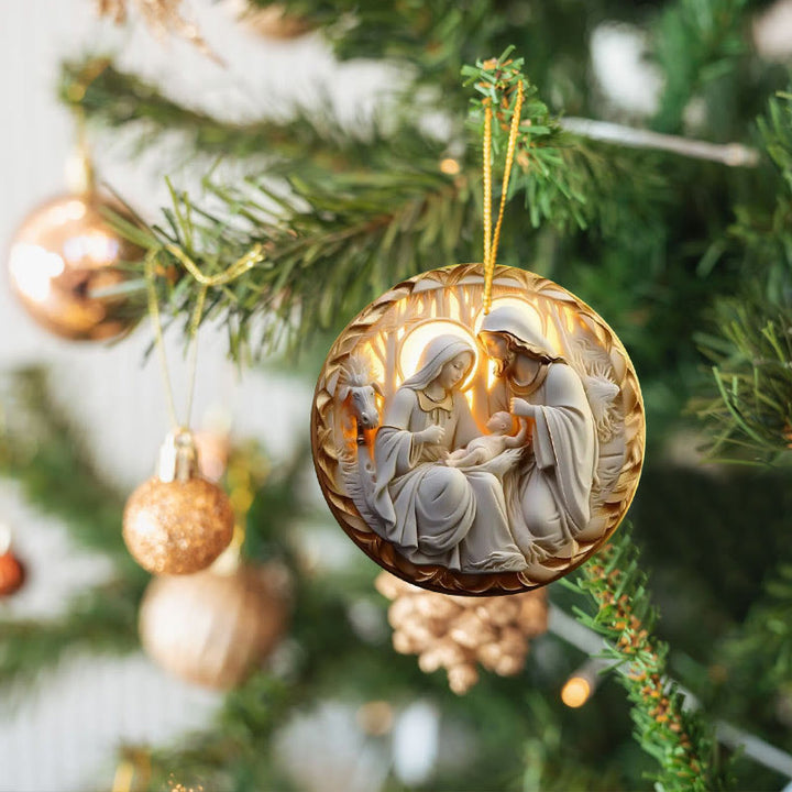 Christianartworkshop 4 Cubism Sculpture Styles Holy Family Nativity Hanging Ornaments - image 12