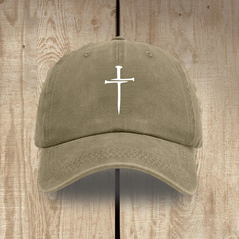 Christianartworkshop Minimalist Three Nails Cross Hat: Simplicity Meets Salvation - Khaki - image 8