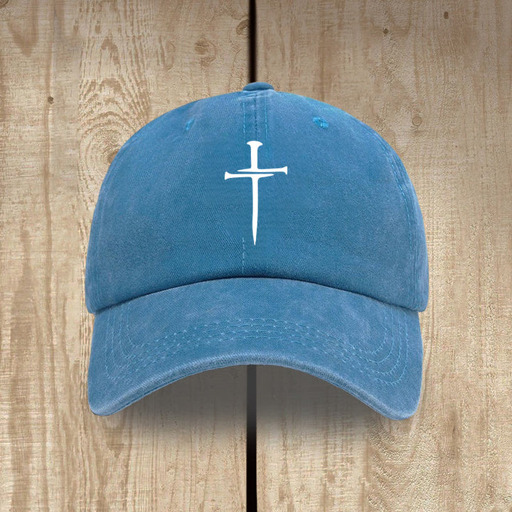 Christianartworkshop Minimalist Three Nails Cross Hat: Simplicity Meets Salvation - Blue - image 12