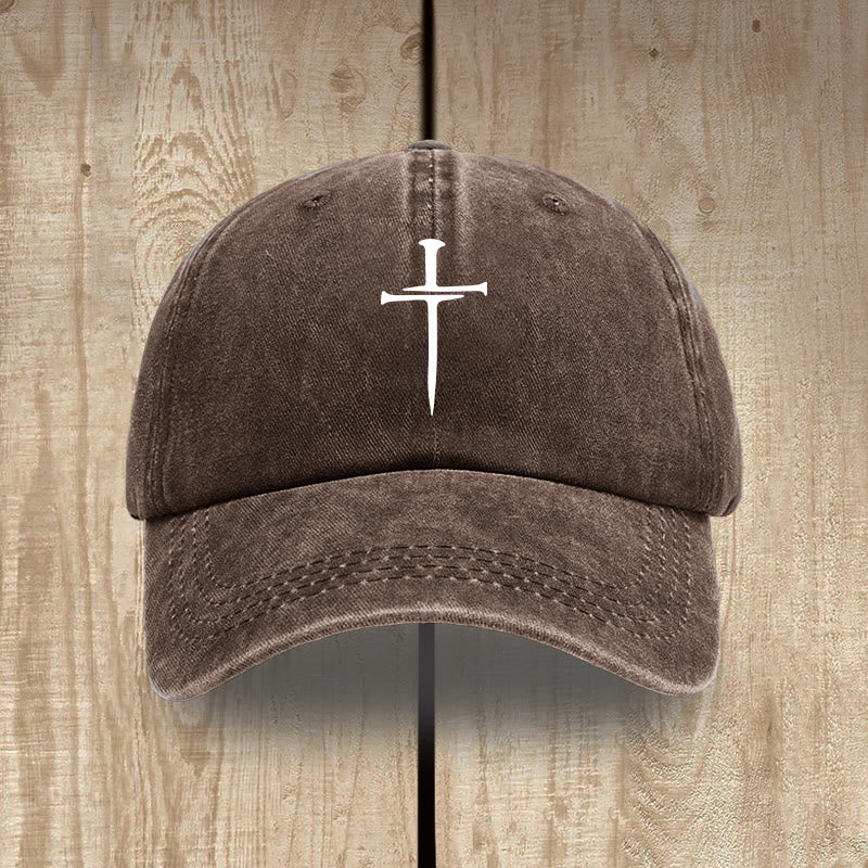 Christianartworkshop Minimalist Three Nails Cross Hat: Simplicity Meets Salvation - Coffee - image 6
